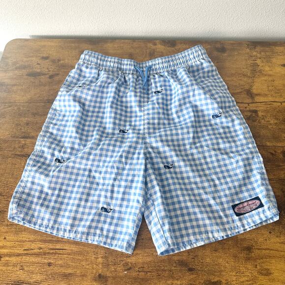 VINEYARD VINES Boys Gingham Whale Embroidered Chappy Trunks Large 16 EUC - Picture 2 of 5